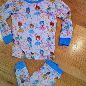 Kids Floral Ballet Pajama Set - Blue Trim